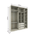 Closet Modulado Aberto Completo com Cabideiro Gaveteiro e Nicho Legno Crema 236x200x54,5cm Prime Luciane