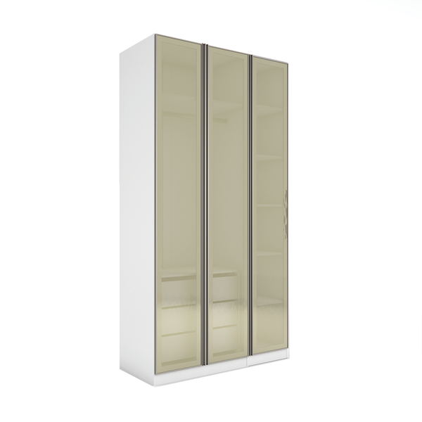 Closet Modulado Completo com Cabideiro Gaveteiro Nicho e Porta Dobradiça Reflecta Branco 236x120,7x54,5cm Prime Luciane