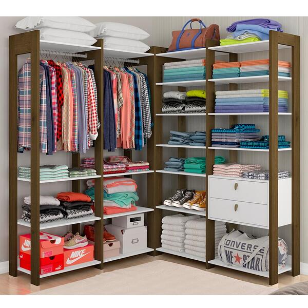 Closet Modulado Elora Ma1110 C/prateleiras Branco/ Cedro - Mo