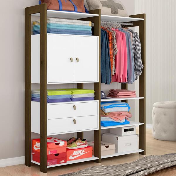 Closet Modulado Elora Ma610 C/prateleiras Branco/ Cedro - Mov