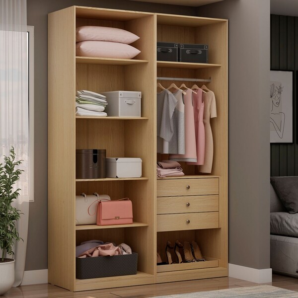 Closet Modulado Infinity 3 Gavetas 5 Prateleiras Savana - Gen