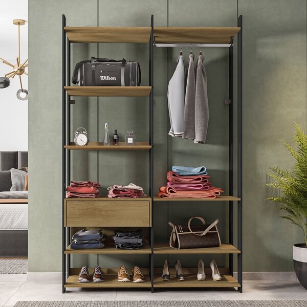 Closet Modulado Solteiro 1 Gaveta 10 Prateleiras Qatar Rv Móv