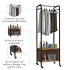 Closet Módulo Guarda Roupas Aberto Solteiro E Arara Multiuso