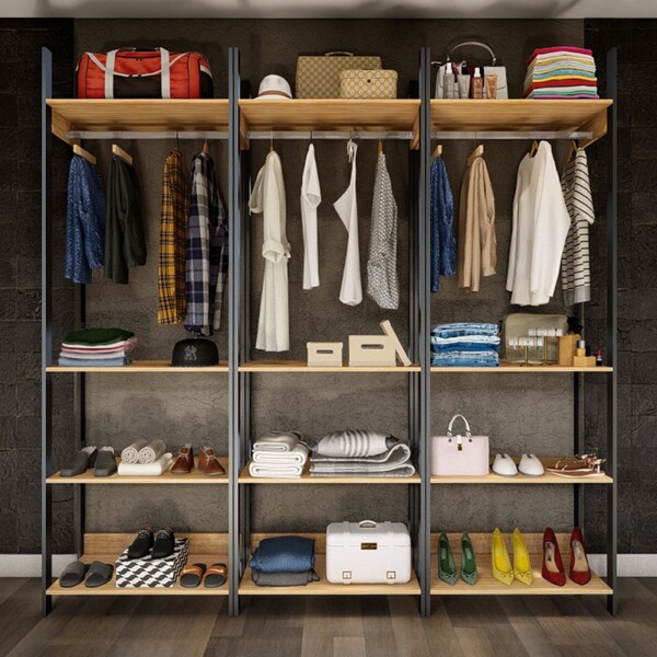 Closet Moscow 12 Prateleiras 100% Mdf Freijó/preto Fosco - Pa