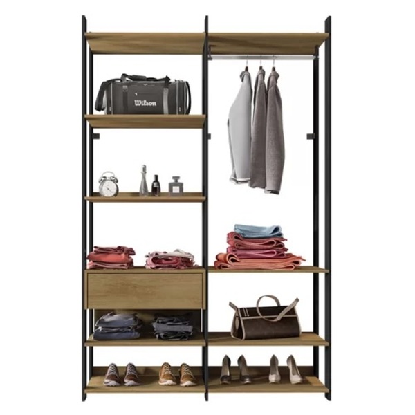 Closet Qatar Solteiro Cinamomo/grafite Rv Móveis Leroy Merlin