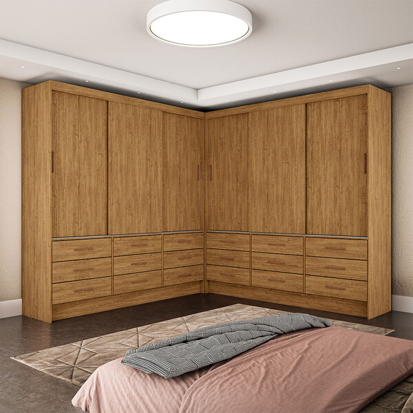 Closet Sevilha 6 Portas Casal Duplo 18 Gavetas Carioca Moveis