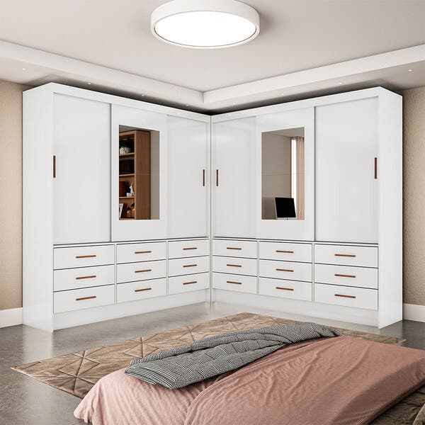 Closet Sevilha 6 Portas Casal Duplo Com Espelho 18 Gavetas Carioca ...