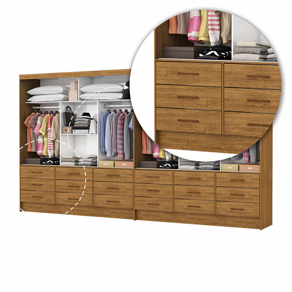Closet Sevilha 6 Portas Casal Duplo Premium 18 Gavetas Carioca Closet Sevilha 6 Portas Casal Duplo Premium 18 Gavetas Carioca