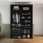 Closet Solteiro 100% Mdf 139,5cm 2 Gavetas Moutier Preto