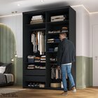Closet Solteiro 100% Mdf 139,5cm 2 Gavetas Moutier Preto