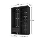 Closet Solteiro 100% Mdf 139,5cm 2 Gavetas Moutier Preto