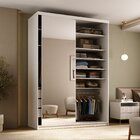 Closet Solteiro 100% Mdf 139cm Com 1 Porta Espelho 3 Gavetas