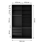 Closet Solteiro 100% Mdf Bp 139,5cm 3 Gavetas Sion Preto