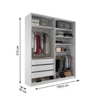 Closet Solteiro 100% Mdf Bp 159,5cm 3 Gavetas Monreale Branco
