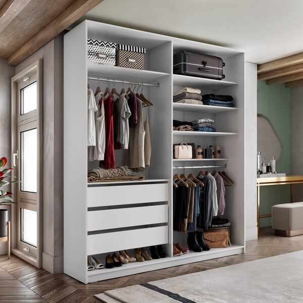 Closet Solteiro 100% Mdf Bp 159,5cm 3 Gavetas Monreale Branco