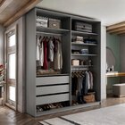 Closet Solteiro 100% Mdf Bp 159,5cm 3 Gavetas Monreale Cinza