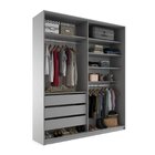 Closet Solteiro 100% Mdf Bp 159,5cm 3 Gavetas Monreale Cinza