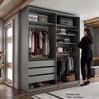 Closet Solteiro 100% Mdf Bp 159,5cm 3 Gavetas Monreale Cinza