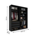 Closet Solteiro 100% Mdf Bp 159,5cm 3 Gavetas Monreale Preto