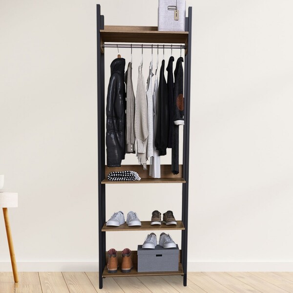 Closet Solteiro Tech Mel/preto Te6040 - Delmarco