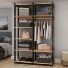 Closet Wood Preto Organização Elegante Com Módulo Cabideiro E
