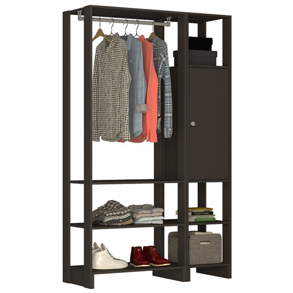 Closet Yes 1 Porta 1 Cabide Ey101-107 Grafite - Nova Mobile