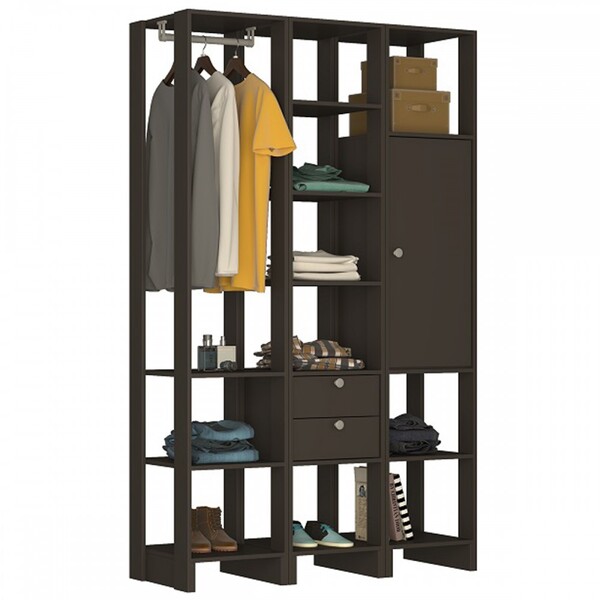 Closet Yes 1 Porta 2 Gavetas Ey105-6-7 Grafite- Nova Mobile