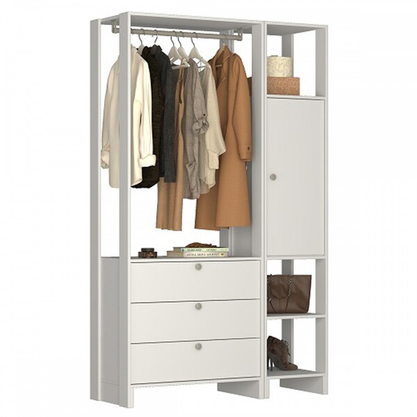 Closet Yes 1 Porta 3 Gavetas Ey102-107 Branco - Nova Mobile