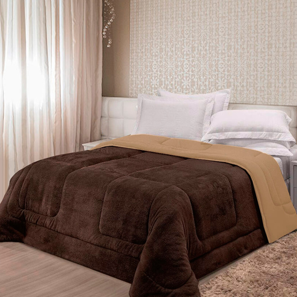 Coberdrom 2 Em 1 Liso Avelulado Quentinho Queen Tabaco Casa D