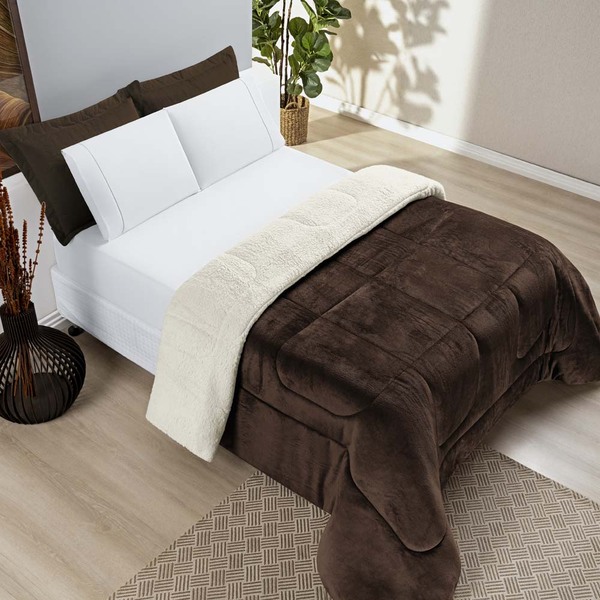 Coberdrom Apollo Queen Sherpa Pele De Carneiro + Manta Flanne