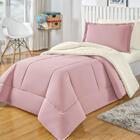 Coberdrom Atlanta Solteiro Sherpa Rosê