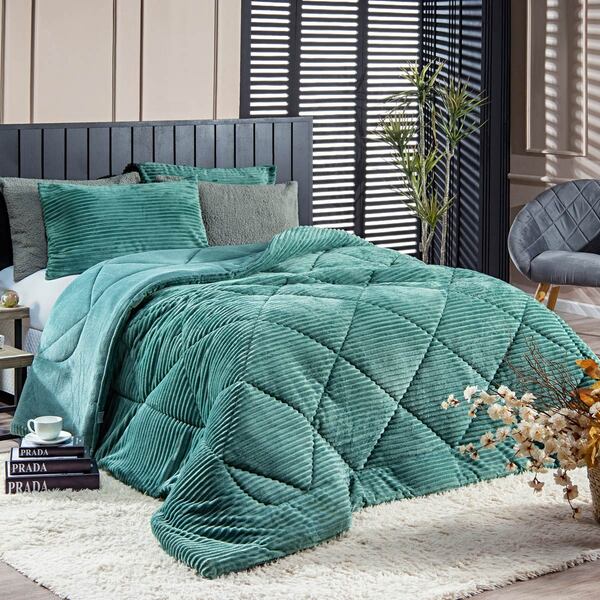 Coberdrom Avulso Canelado Boston Casal Padrão - Dupla Face Ma