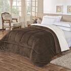 Coberdrom Casal Noruega Sherpa + Manta Flannel 1pç - Marrom