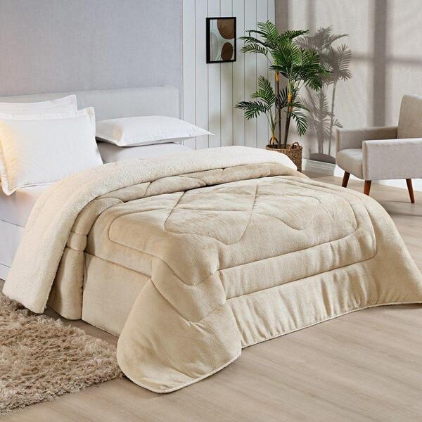 Coberdrom Casal Pele De Carneiro 01 Peça Cáqui