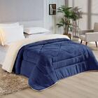 Coberdrom Casal Pele De Carneiro 01 Peça Marinho