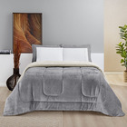 Coberdrom Casal Queen E Manta 1 Peça Cinza