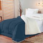 Coberdrom Casal Queen Toque Lã De Carneiro Sherpa/manta Azul