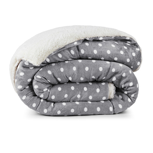 Coberdrom Cobertor Meggy Poá Queen Sherpa Manta Flannel Bolin