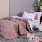 Coberdrom Corações Rosê/cinza Solteiro 02 Peças - Dupla Face