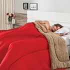 Coberdrom Dupla Face Liso Vermelho Para Casal Queen 01 Peça -