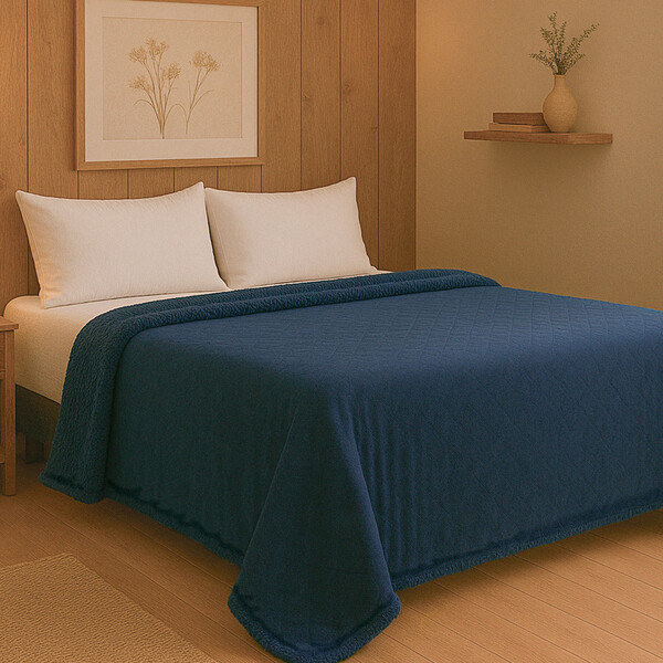 Coberdrom Edredom Manta King Aveludado Com Sherpa Soft Dupla