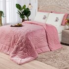 Coberdrom Floral Hibisco Queen 3 Peças Dupla Face Manta Micro