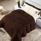 Coberdrom Floral Hibisco Tabaco King 3 Peças Dupla Face Manta