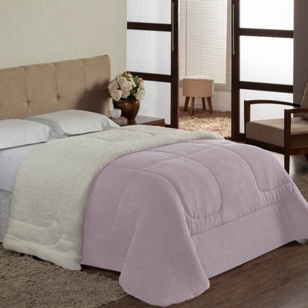 Coberdrom King Aquarela Sherpa/mantinha 1 Peça - Rosa