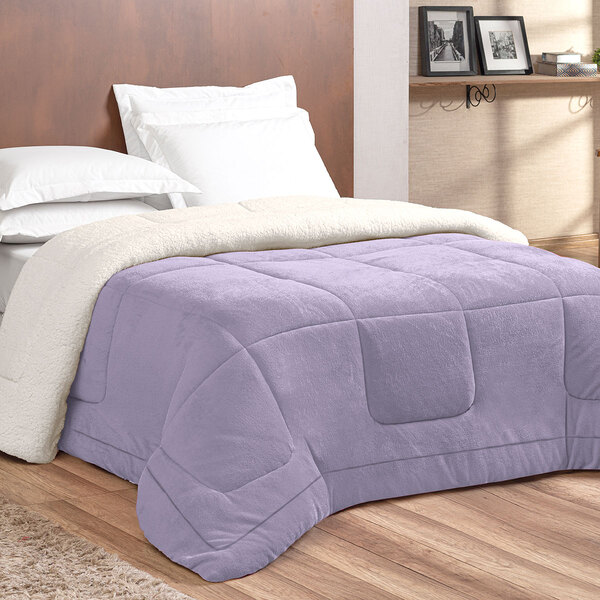 Coberdrom Lilás Dupla Face Casal Sherpa / Soft 2,40m X 2,20m