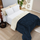 Coberdrom Manta Sherpa Edredom Queen Dupla Face Casen Azul_ma