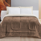 Coberdrom Manta Sherpa Edredom Queen Dupla Face Casen Bege