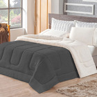 Coberdrom Manta Sherpa Edredom Queen Dupla Face Casen Cinza