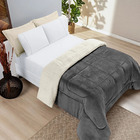 Coberdrom Manta Sherpa Edredom Queen Dupla Face Casen Cinza