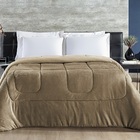 Coberdrom Queen Dupla Face Malha Algodão Manta Soft Caqui